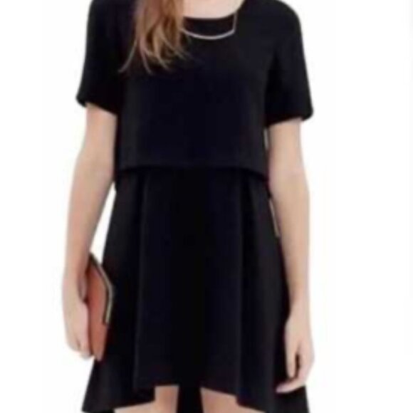 Madewell Dress Black 'Folio' Crepe Overlay Top Formal Professional Office Size 4 - Picture 2 of 7